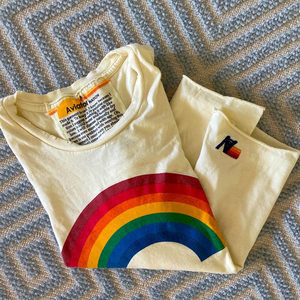 Aviator Nation Boyfriend Rainbow Tee, M